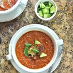 Vegan gazpacho soup for summer lunch or dinner