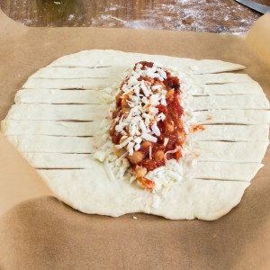 How to make mummy calzones, vegetarian.