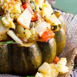 Spiced Acorn Squash with Poblano Cornbread Stuffing