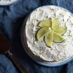 Easy Crustless Key Lime Cheesecake made in the Instant Pot, only 4 grams carbs per serving! #cheesecake #easycheesecake #glutenfreecheesecake #lowcarbcheesecake #crustlesscheesecake #instantpotdessert #instantpotrecipe #keylimecheesecake