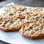 Baked oatmeal peanut butter cookies with chocolate chips.