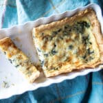Quiche florentine in a baking dish.