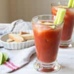 Two glasses of Irish Bloody Marys that use beer in place of vodka.